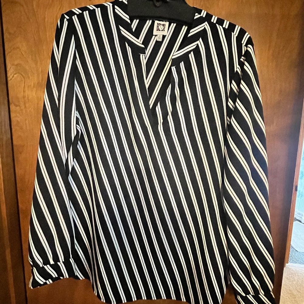 Black and white striped blouse